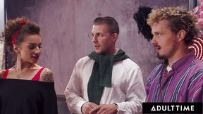 ADULT TIME - Coworkers' Naughty Christmas Vintage Photoshoot Turns Into Festive WILD ORGY