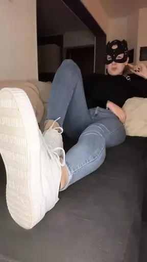 German Mistress teases with sweaty black socks
