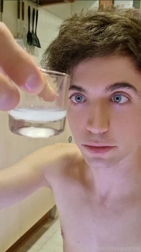 Twink Drinks His Own Cum