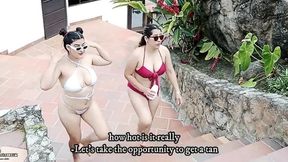 MILF Lesbians with Hot Pussies Fucking on the Farm While Out for a Walk