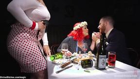 ”Thick femdoms pegging submissive man”