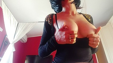 ChantalChannel -Gorgeous Italian babe asks you to squirt on her hard nipples- italiana troia ti fa sborrare sui suoi grossi capezzoli