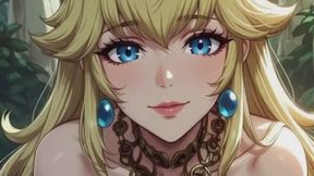 87. Princess Peach topless in a magic forest