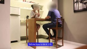 She fucks and sucks her husband's friend's dick while they are alone at home.