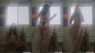 Trans Goddess Smoking, stripping, and masturbating