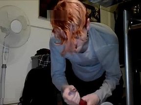 Crossdressing guy mastrubates and plays with his toy