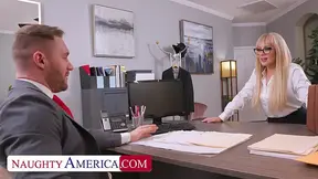 Hot blonde boss Jessica Ryan wants to play with your pickle and balls