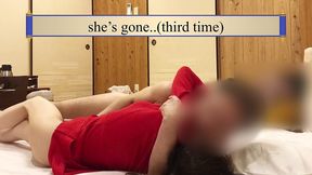 i took my student in a red knit mini dress and ponytail to an inn in the countryside.