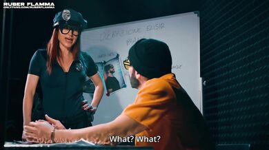 Italian redhead milf officer fucks handcuffed inmate for his White Gold
