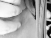 Latina rubbing masturbating little pussy close up alone black and white filter