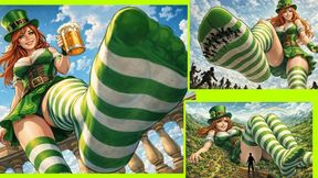 Naughty Leprechaun Giantess Crushes Non-Green Wearers Under Striped Socks – St. Patrick's Day Special