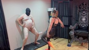 ballbusting full clip hard with football shoes and game