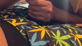 Glasses-wearing nerd chick gives a deepthroat blowjob