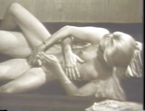 Blonde petite vintage pussy licking in black and white