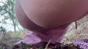 Close up Roadside Pee While Being Watched