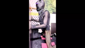 Sissy Slut trains her face pussy by deepthroating her dildo