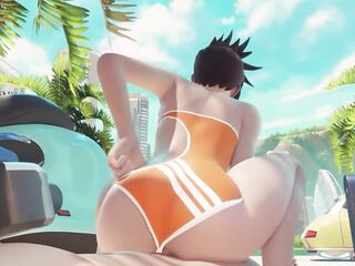 Tracer Reverse Cowgirl On The Beach Overwatch (Blender Animation W/Sound)