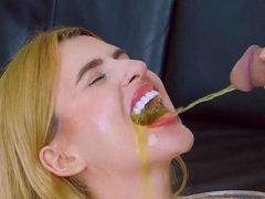 Nasty MILF swallows hot piss and cum after raw anal pounding
