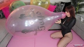 B2P Orgasm With HUGE Crystal Pink Devils and Angels Toy Balloon