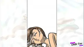 Anime Girl Lying on Clouds in Sensual Hentai Pose Draws Pleasure