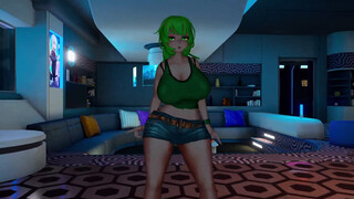 Sexy Softcore VR Strip Show From Green Haired Bimbo