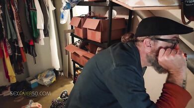 Mature MILF’s Landlord delivers a sloppy cum gush in her messy kitchen