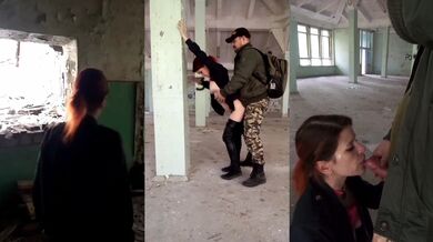 Russian couple got caught fucking in an abandoned house