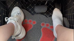 One Shoe Off While Driving — Watch My White Sock Get Dirty on the Pedals (POV Pedal Pumping)