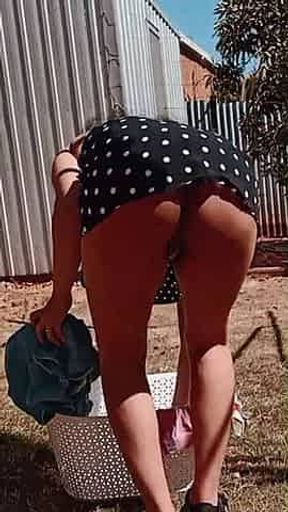 Asian Wife Upskirt Washing Day