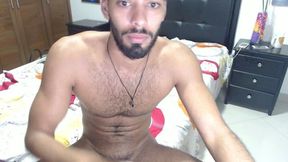Naked Guy Jerks Off on Bed