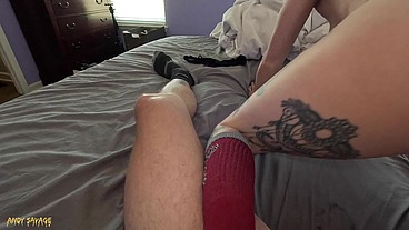 Petite Emo Girl RIDES cock REVERSE COWGIRL POV