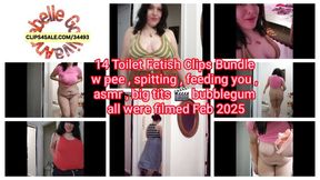 14 TOILET fetish clips on one w Sexy ASMR walk bubblegum spitting and feedings