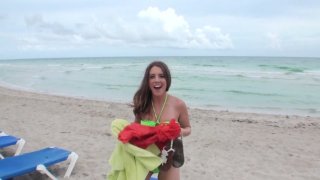 Little Brunette Babe Back up on a Big Cock