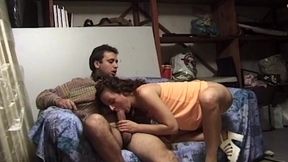 Horny MILF Deepthroats Throbbing Cock in Sloppy Garage Blowjob