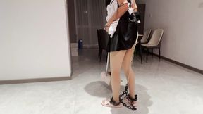 My girlfriend is my maid today, but I expect her to clean while bound by shackles. Oh, and don't forget the chastity belt.