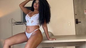 Stunning Latina changes her clothes in front of a gringo guy