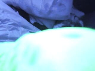 Rosey gives head and gets screwed beneath the black lights, then gets biggest facial at the end