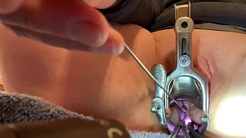 Shaved and ready for gyno play with sound and speculum