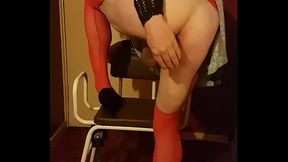 crossdressing sissy takes ass to mouth deepthroat close up
