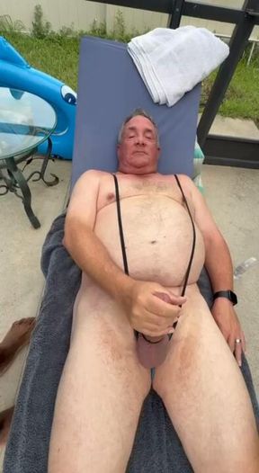 Stroking on the Pool Deck with fans