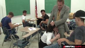 Sex bomb Sarah Shevon in extreme classroom gangbang