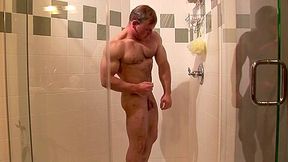 Sexy Ben Kieren Shower solo, hairy muscle