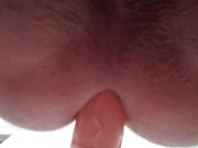 Anally fucking my 18 inch extremely thick dildo