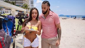 Beach Hottie Rides Jet Skis and Cock