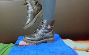 CBT Cock Trampling in Boots, Socks and Barefoot Until He Cum, Femdom Jozi Trample