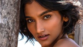 Indian cougar beauty outdoor striptease