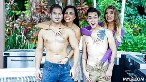 Thanksgiving dick swap gets wild when two moms fuck their friend's sons for real