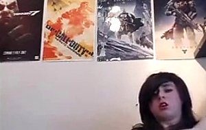 Tgirl stacy jerks and cums