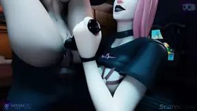 Sarah gets double stuffed with her favorite toy