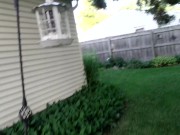 Jerking my dick in the backyard......